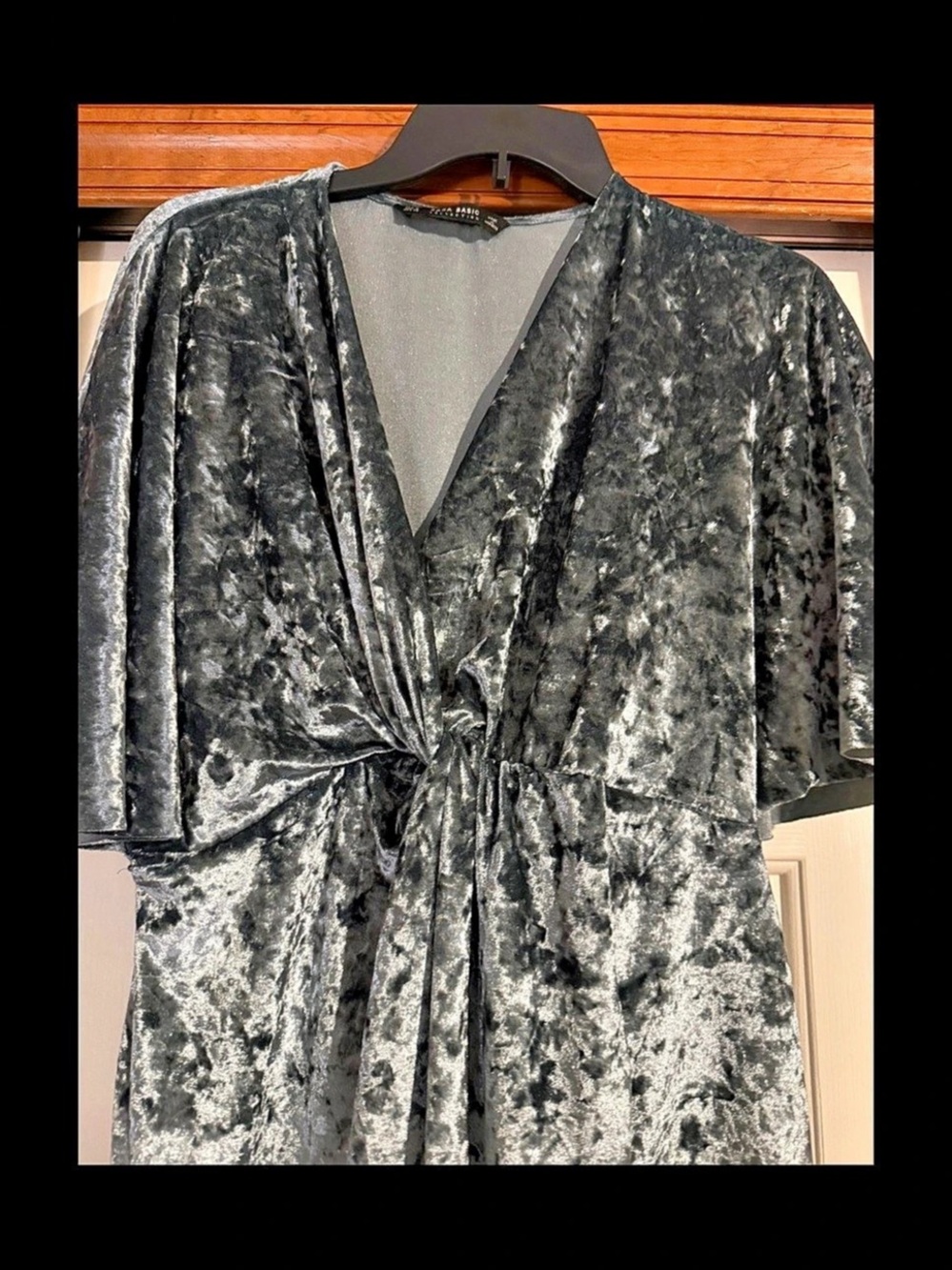 Zara Basic Collection Tie Front Velvet Midi Dress